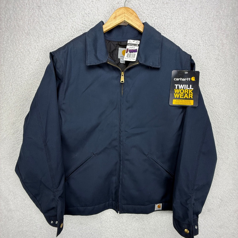 Carhartt Twill Work Jacket Mens Large J293 NVY Navy‎ Blue Quilt Lined NWT NOS
